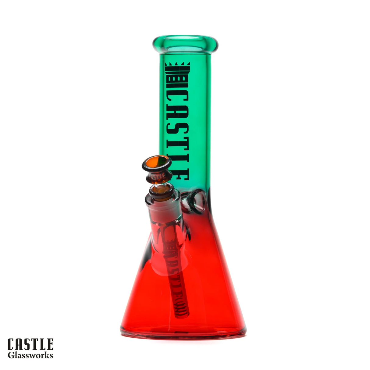 Castle Glass: 12" Electroplated Dayglo (5mm Thick - Red/Teal)