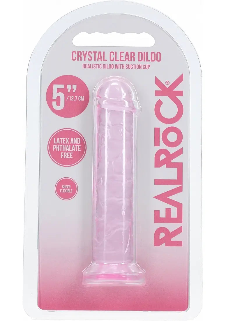 RealRock Crystal Clear 5" Dildo - Pink