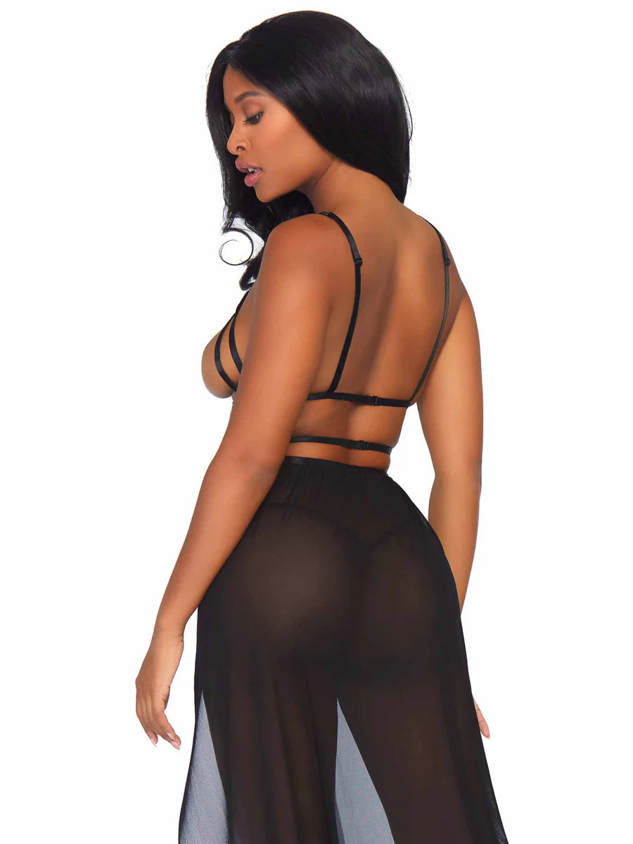 Cage Strap Open Bodice Maxi Dress