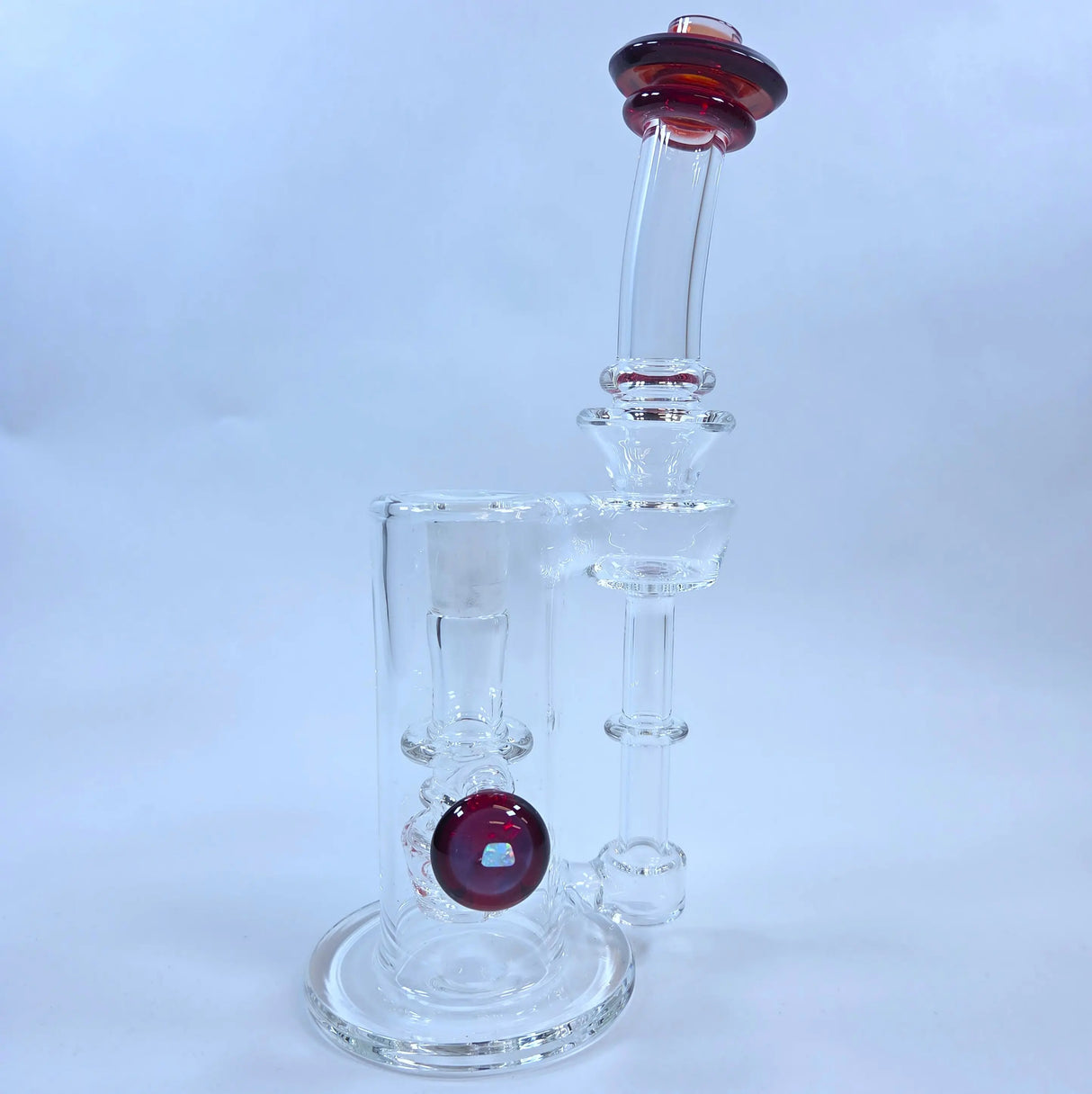 DiscoBox: Color Accented Tower Bubbler w/ Dump Recycler (Red w/Opal)