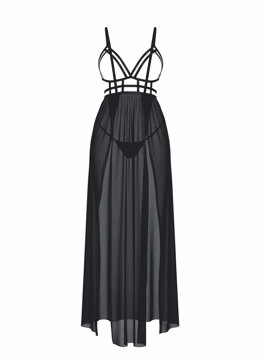 Cage Strap Open Bodice Maxi Dress