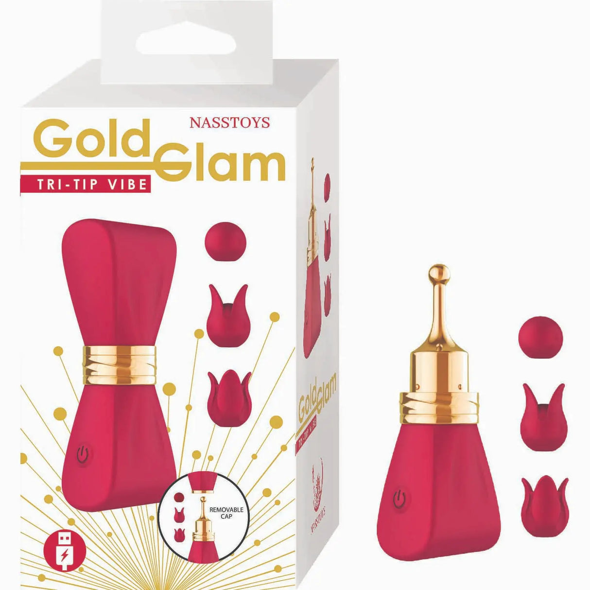 Gold Glam Tri Tip Vibe-Red