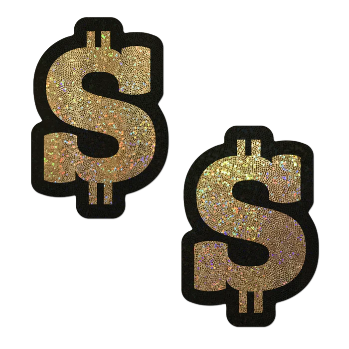 Pasties: Money Gold Glitter Dollar Sign