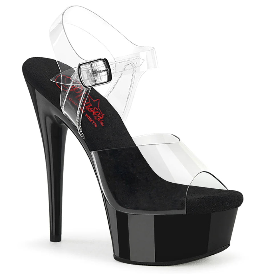 Shoe: 6" Excite Strappy Black/Clear