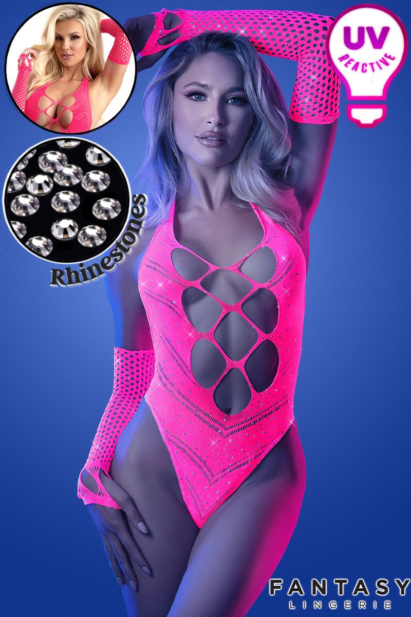 Flashback Rhinestones Teddy with Gloves- Pink