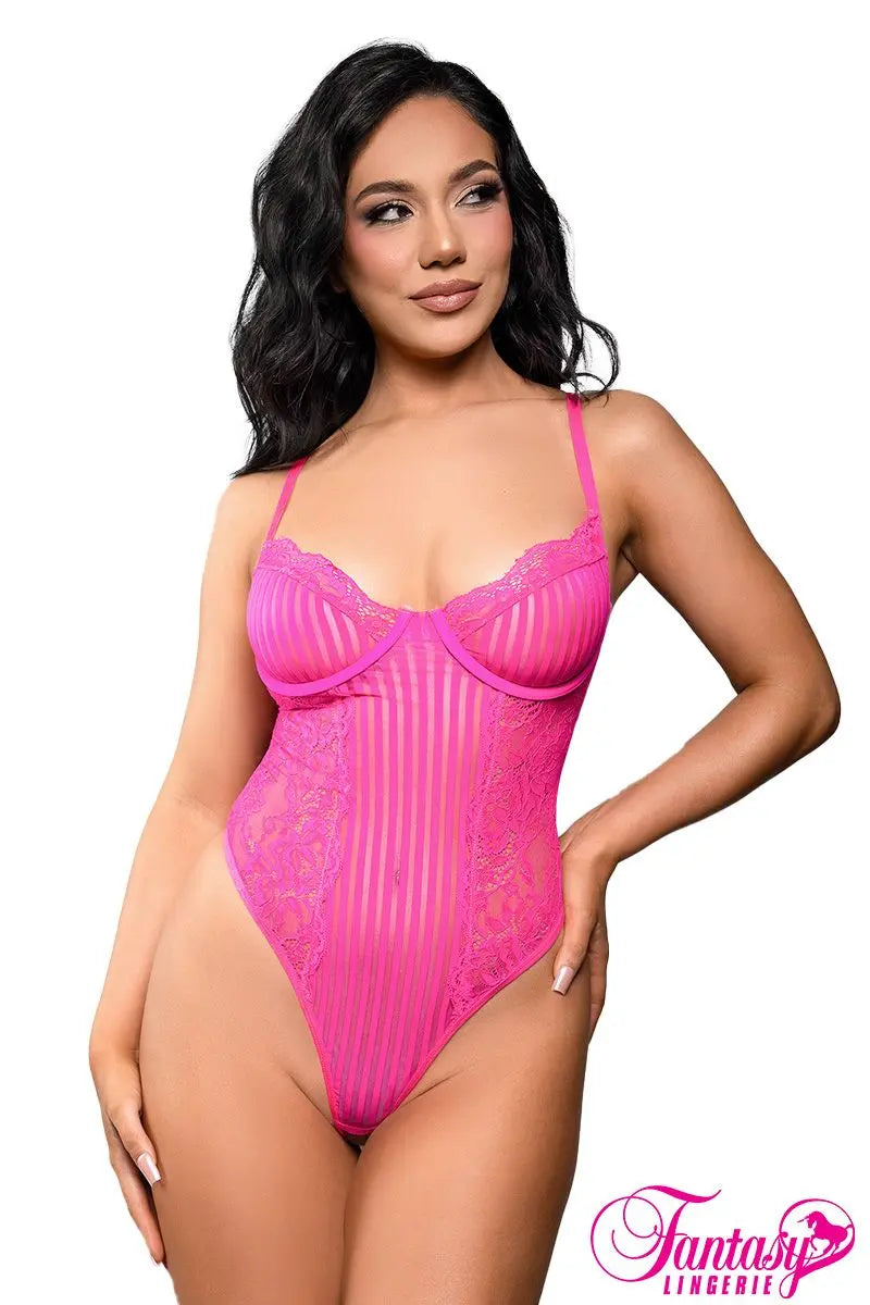 Fantasy Striped Teddy - Hot Pink