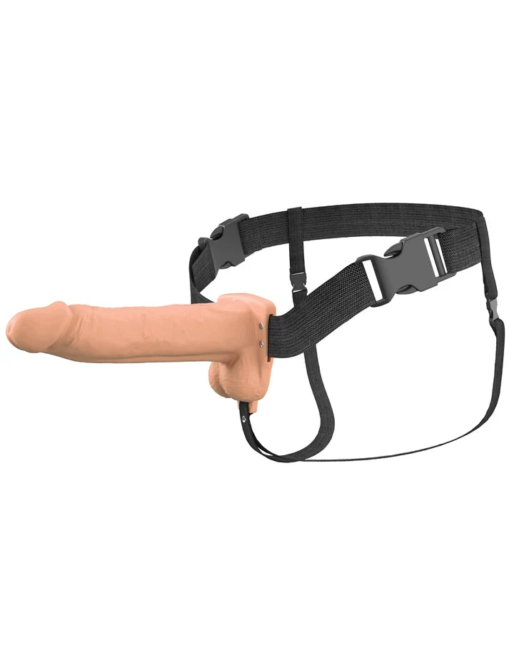 Fantasy Xtensions Elite Hollow Vibrating Strap On 8" - White