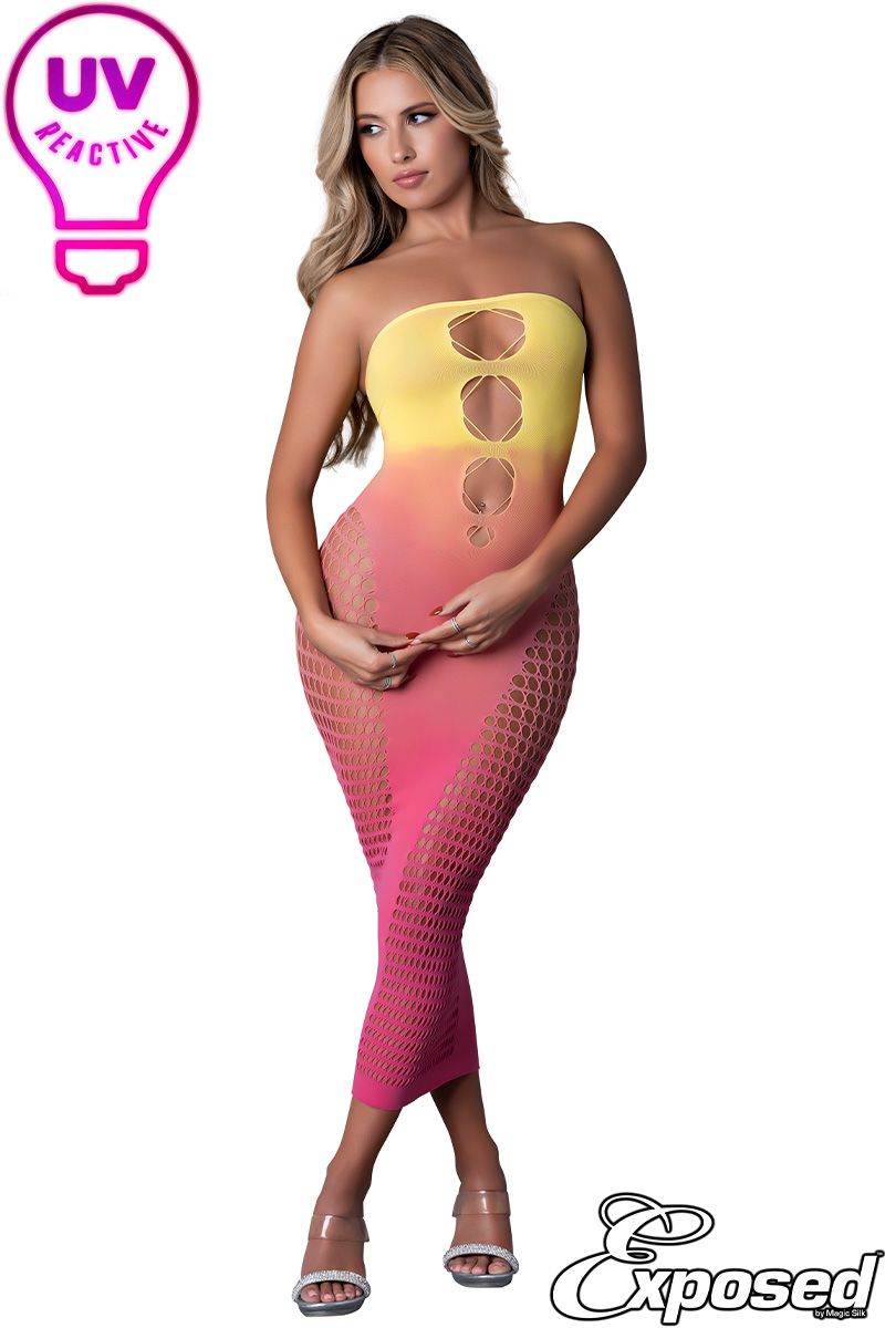 Midi Tube Dress Pink/Yellow- One Size