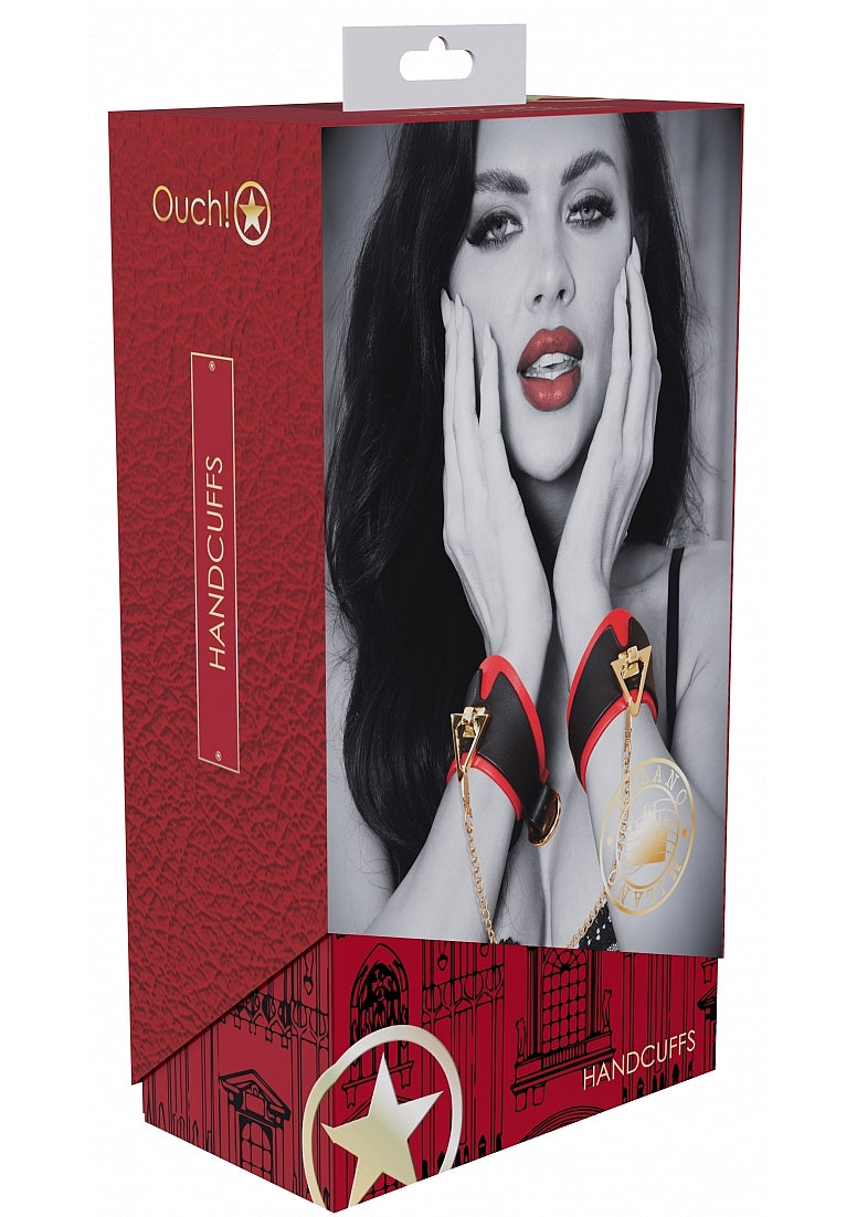 Ouch Milan Handcuffs-Black/Red