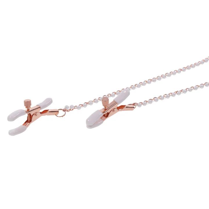 Sex & Mischief Peaches n Creame Collar with Nipple Clamps