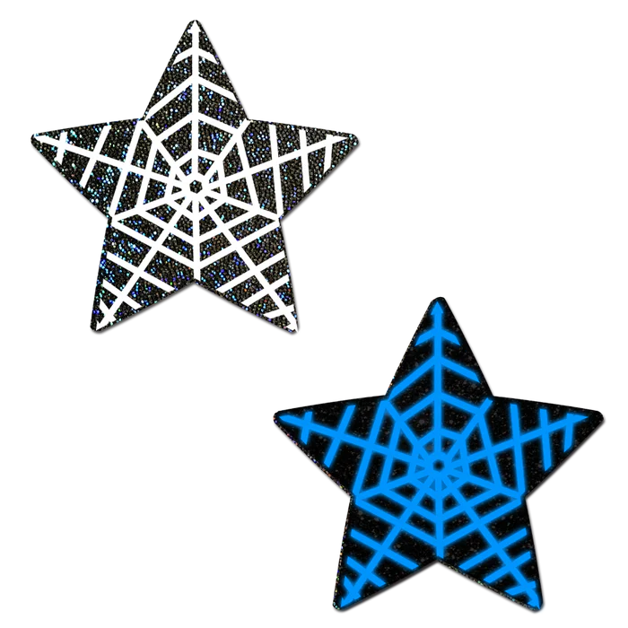 Pasties: Black Glitter Star Web