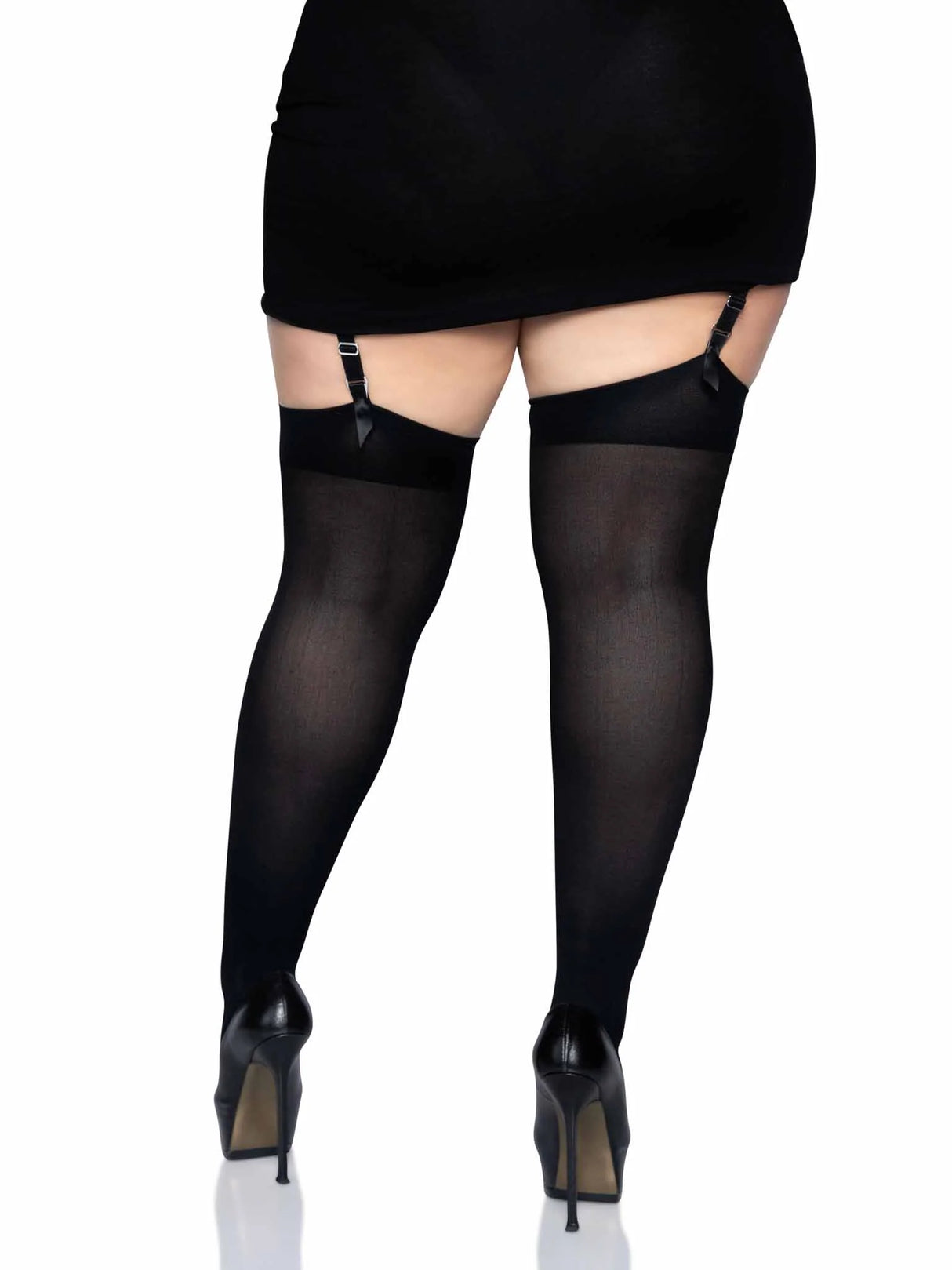 Plus Luna Thigh High Stockings- Black