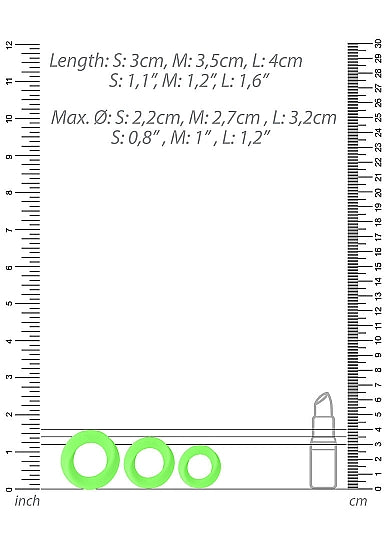 Ouch Glow In The Dark Cockring Set 3pc