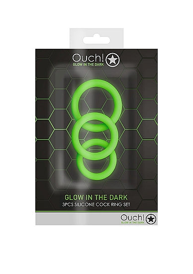 Ouch Glow In The Dark Cockring Set 3pc
