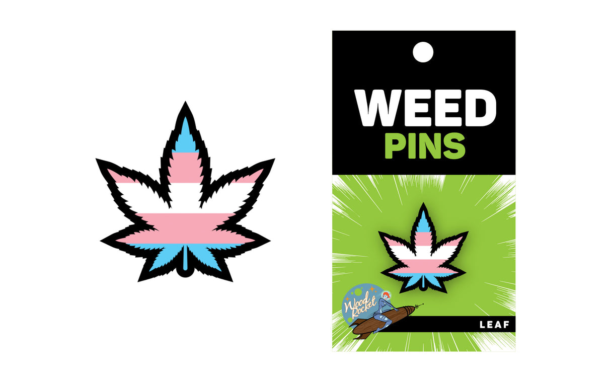 Pin: Weed Leaf - Trans Pride
