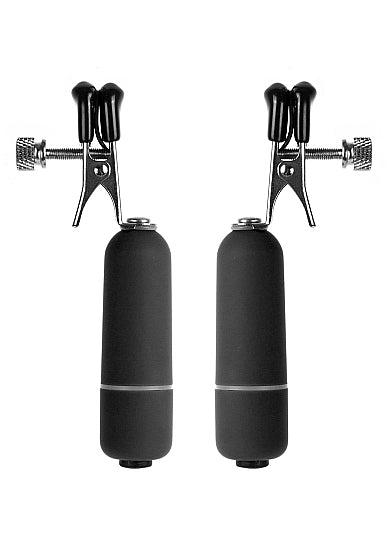 Ouch Vibrating Nipple Clamps-Black