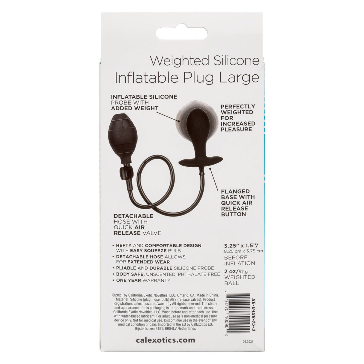 Weighted Silicone Inflatable Plug-Large