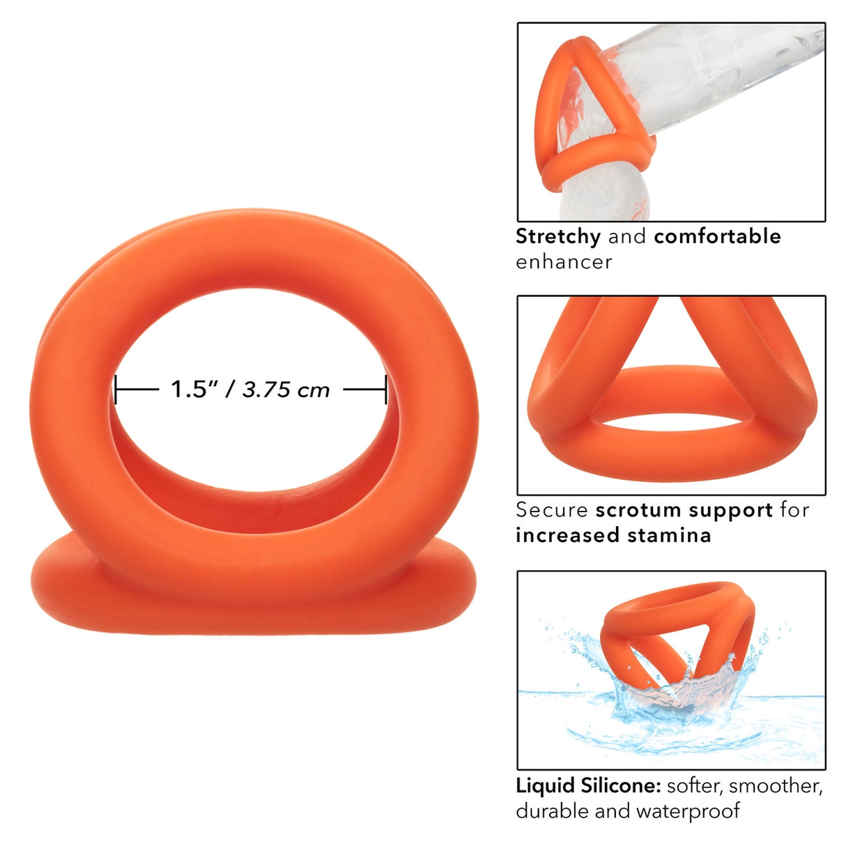 Alpha Liquid Silicone Tri Ring - Orange