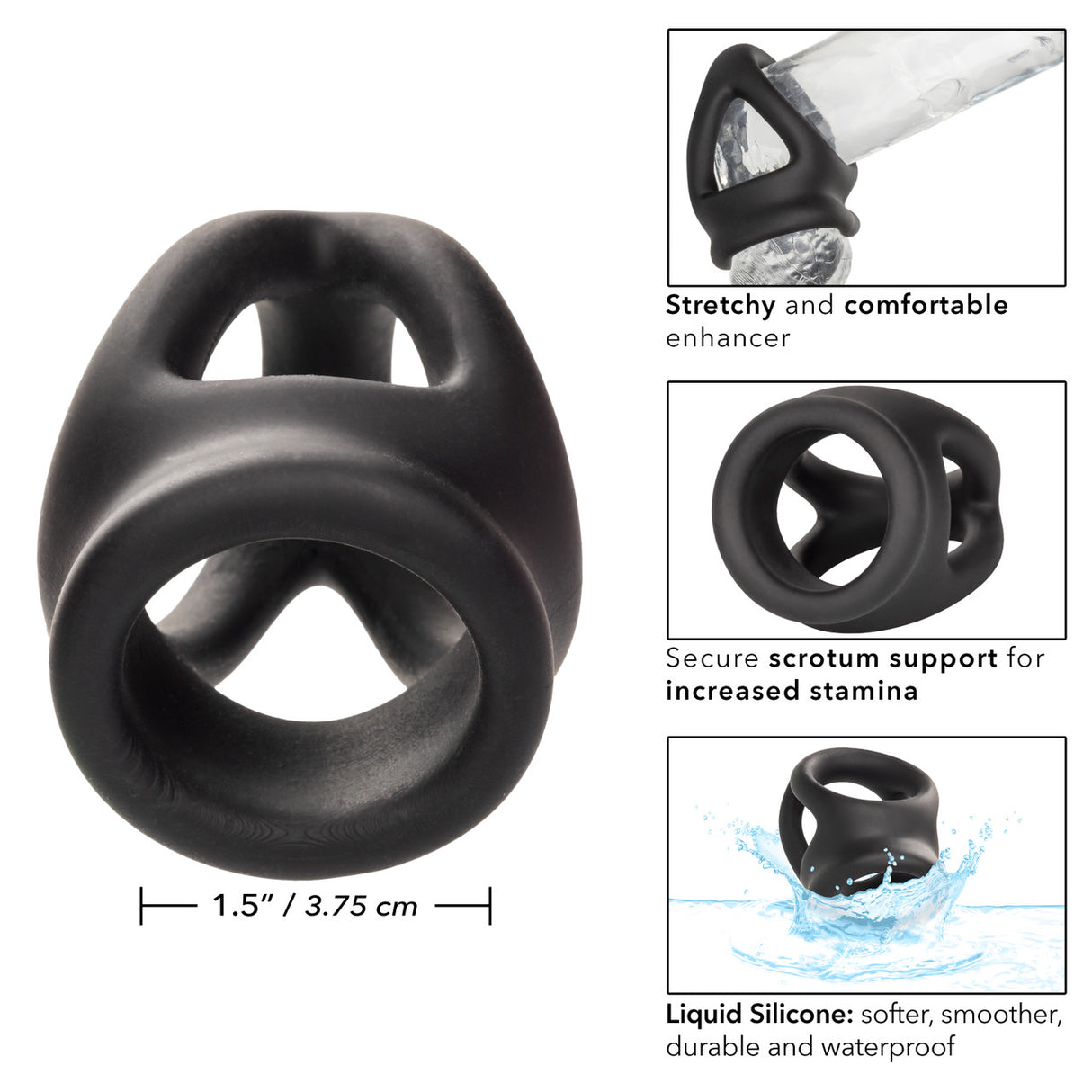 Alpha Liquid Silicone Dual Ring-Black