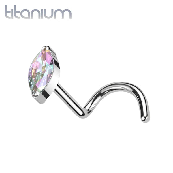 Nose Pin: Titanium Aurora Corkscrew