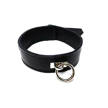 Rouge Leather Plain Collar-Black