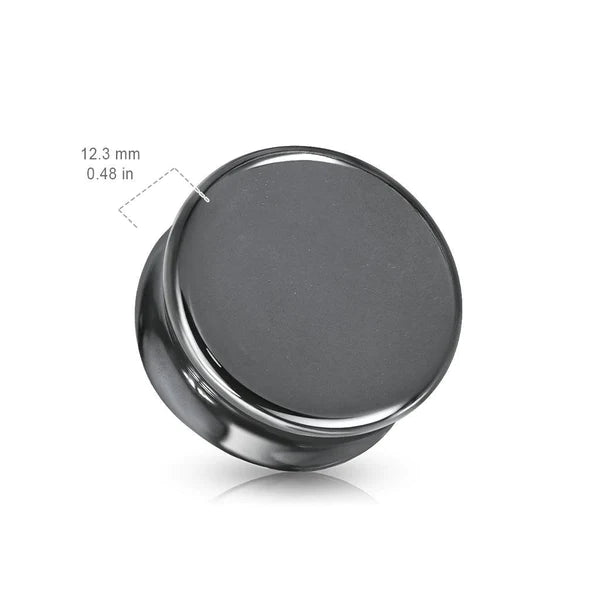 Plug: 4ga Organic Natural Stone Hematite Double Flared Saddle Plugs