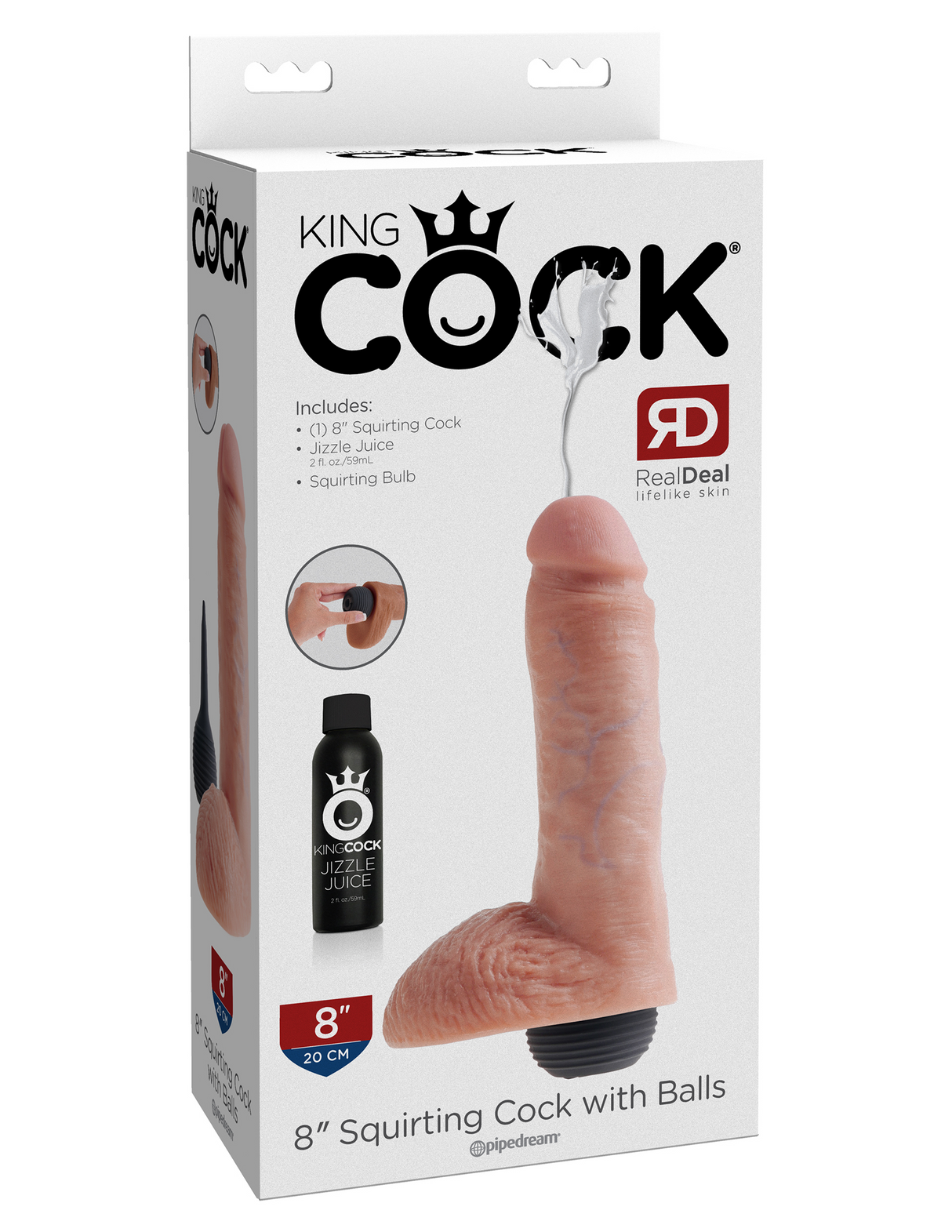 King Cock 8" w/Balls - Squirting
