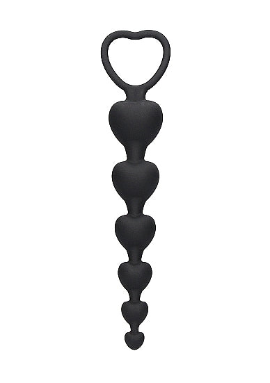 Ouch Anal Heart Beads-Black