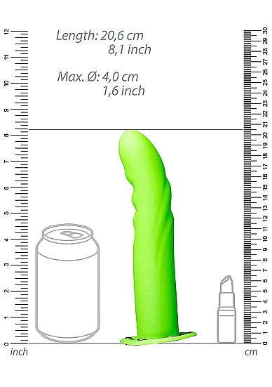 Strap On Textured Hollow 8" - Glow in the Dark