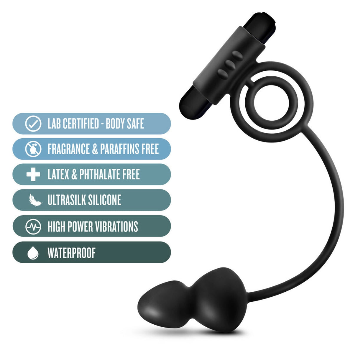 Anal Adventures Platinum Plug with Cockring-Black