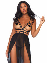Cage Strap Open Bodice Maxi Dress