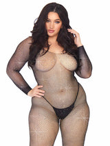 Crystalized Fishnet Long Sleeve Bodystocking
