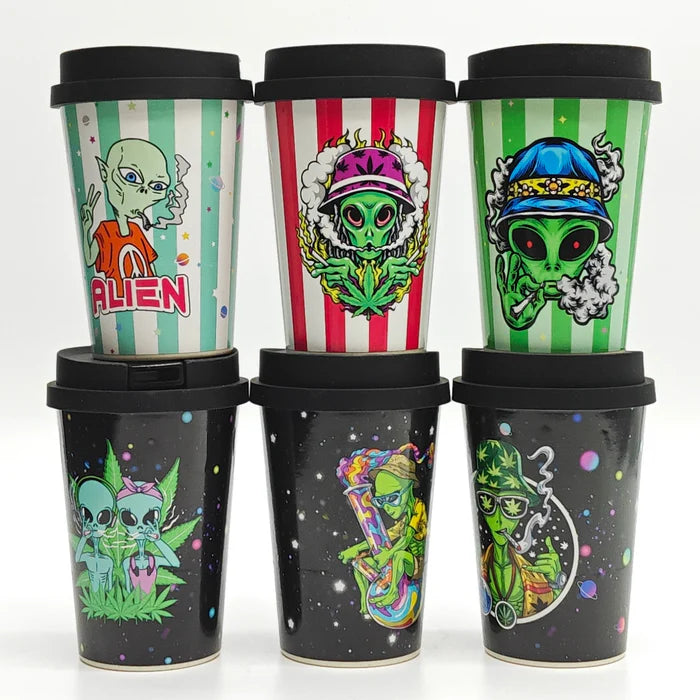 Knock-Off "Cupsy" Coffee Cup Bong with Ceramic Bowl (Alien Assorted)