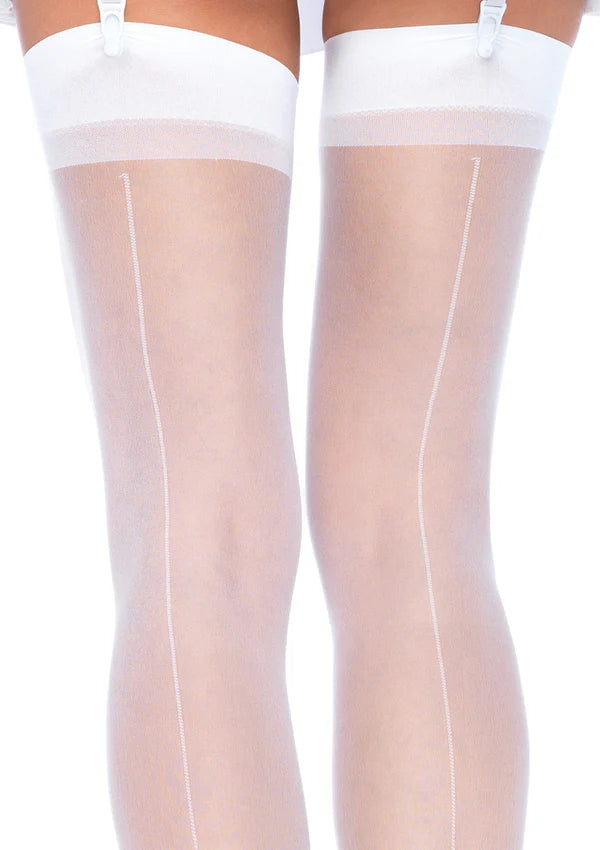 Lynn Sheer Backseam Stockings-One Size White