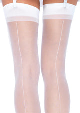Lynn Sheer Backseam Stockings-One Size White