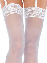 Alix Sheer Thigh High Stockings-One Size White
