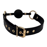 Rouge Leather Ball Gag w/Gold Accent