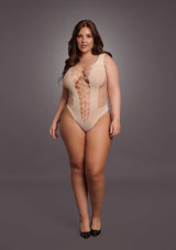 Contrast Fence Net Teddy - Beige