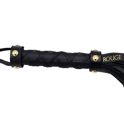 Rouge Leather Studded Flogger w/Gold Accent