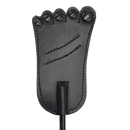 Rouge Leather Foot Riding Crop - Black