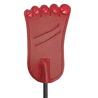 Rouge Leather Foot Riding Crop - Red