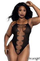 Cutout Mesh Teddy- Black