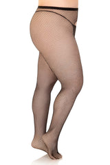 Ginny Plus Fishnet Crotchless Pantyhose- Black