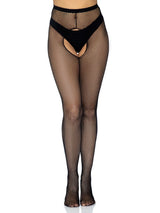 Ginny Fishnet Crotchless Pantyhose-One Size Black