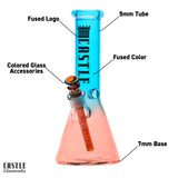 Castle Glass: 12"  Electroplated Dayglo (5mm Thick - Blue/Orange)