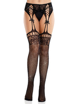Amelie Rhinestone Garter Belt Tights- One Size