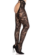 Selene Lace Crotchless Tights- One Size