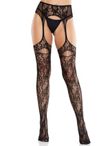 Bloom Net Garter Belt Stockings- One Size