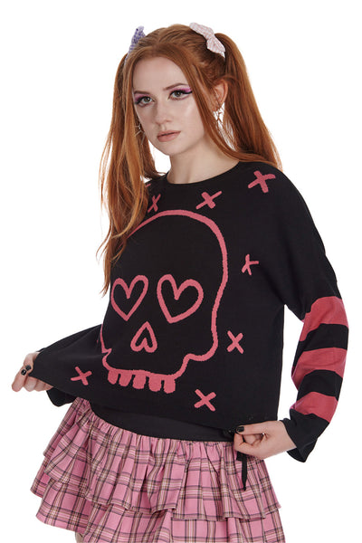 Miki Knitted Jumper Large-Black/Pink