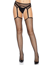 Kylie Garter Belt Fishnet Stockings- One Size Black